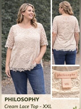 Philosophy Cream Lace Top XXL